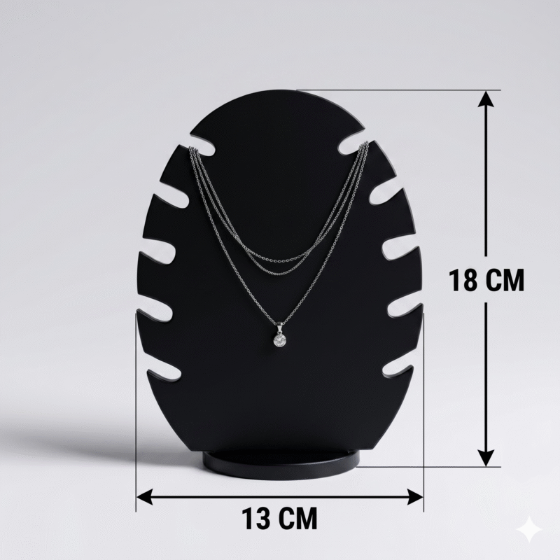 Premium Leaf Necklace Holder Stand for Women – Modern 3D Printed Jewelry Organizer for Dressing Table, Home Decor & Shop Exhibition – Lightweight, Durable & Space-Saving Design (Matte Black) - Image 2