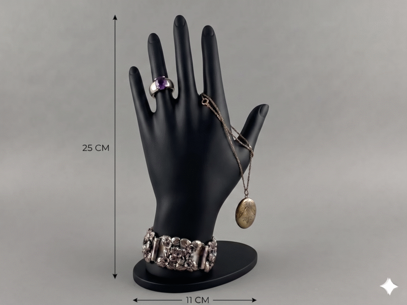 Premium Black Jewellery Hand Holder Stand | 3D Printed Ring Bracelet Necklace Display | Durable Lightweight Plastic Organizer | Space Saving Jewelry Stand for Home, Shop & Exhibition(Black Color) - Image 2