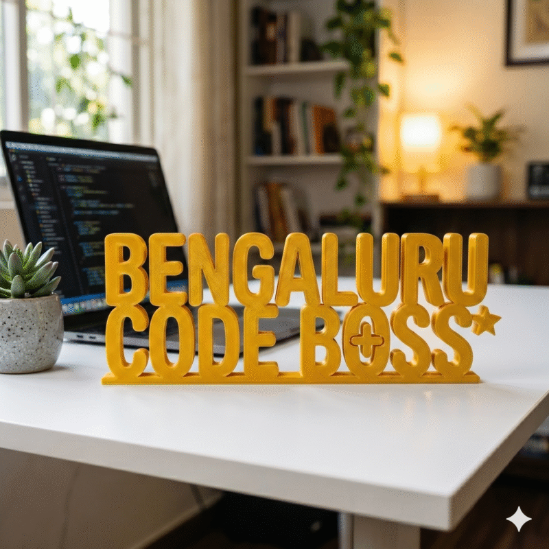 Bengaluru Code Boss 3D Printed Desk Sign for Office, Developer Desk Decor Gift - Image 4