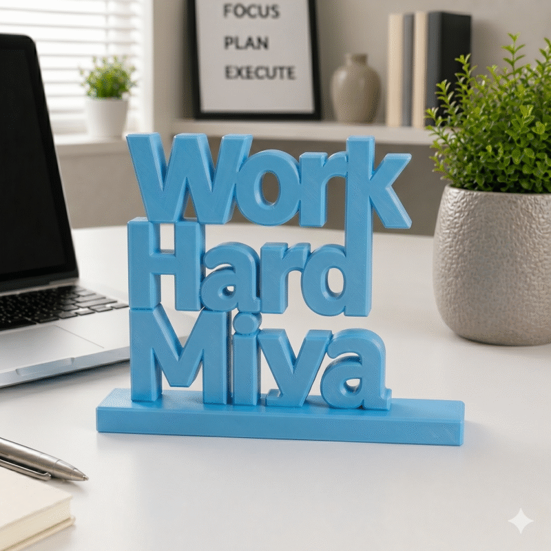 Work Harder Miya 3D Printed Name Stand - Image 7