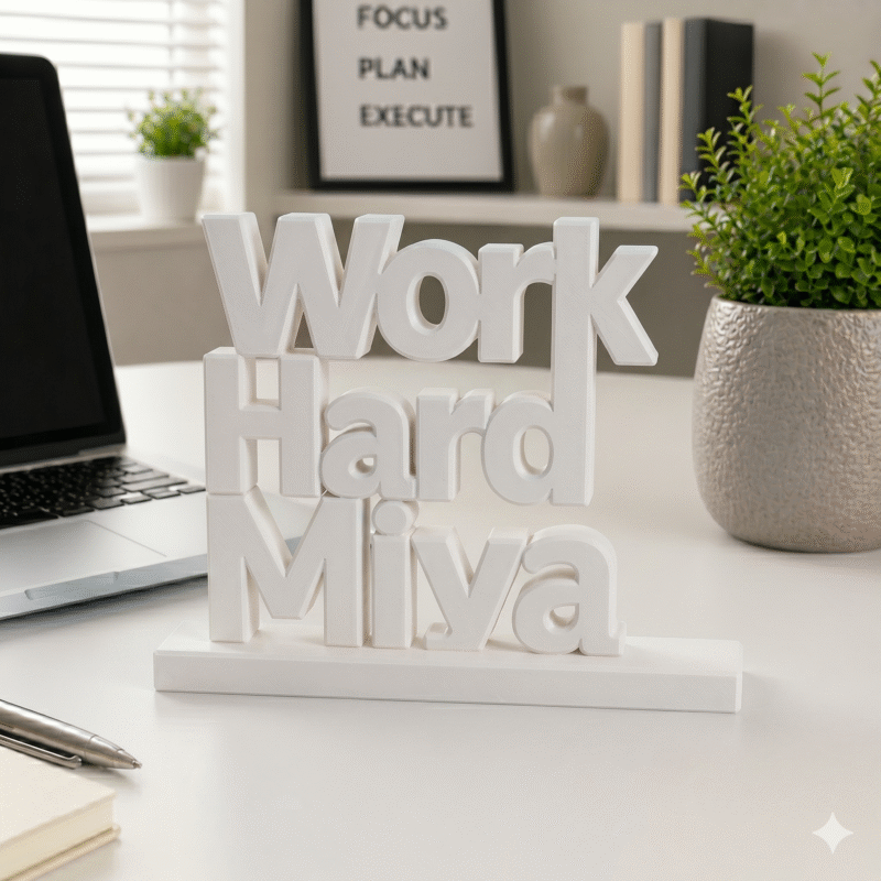 Work Harder Miya 3D Printed Name Stand - Image 8