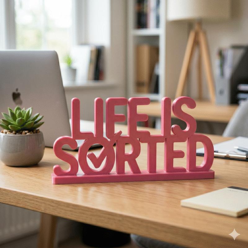 Life Is Sorted 3D Printed Desk Sign - Image 3