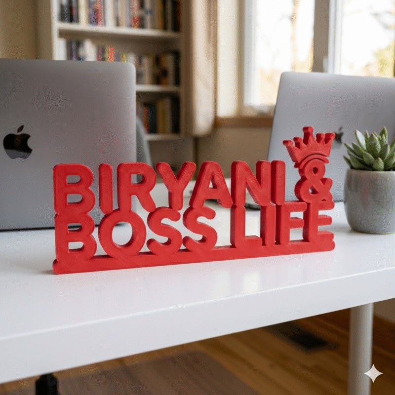 Biryani & Boss Life 3D Printed Desk Sign - Image 4
