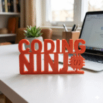 Coding Ninja 3D Printed Desk Sign for Developers, IT Office Decor, Programmer Gift - Image 3
