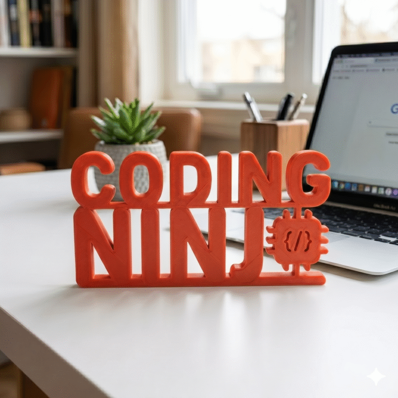 Coding Ninja 3D Printed Desk Sign for Developers, IT Office Decor, Programmer Gift - Image 3