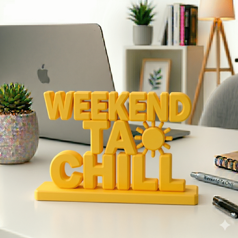 Weekend Ta Chill 3D Printed Desk Sign - Image 9
