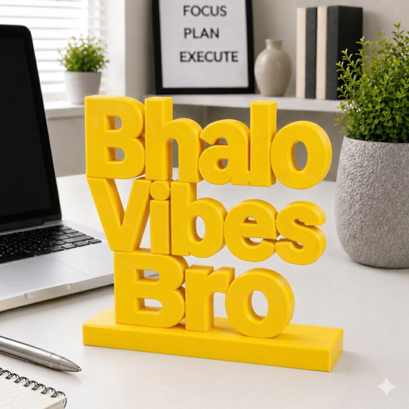Bhalo Vibes Bro | Custom 3D Printed Office Desk Sign - Image 9