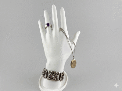 Premium White Jewellery Hand Holder Stand | 3D Printed Ring Bracelet Necklace Display | Durable Lightweight Plastic Organizer | Space Saving Jewelry Stand for Home, Shop & Exhibition(White Color)