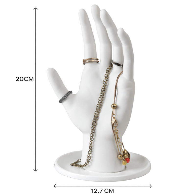 Loop Mannequin Hand Finger Jewellery Display Stand, Ring Bracelet Chain Holder, 3D Printed Jewelry Organizer, Necklace Display Stand, Desk Jewelry Holder, Retail Shop Counter Display, Minimalist Hand Stand(White Color) - Image 2