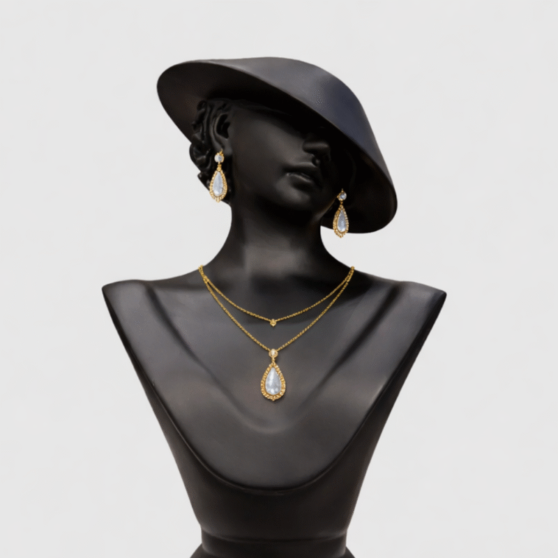 Mannequin Stand Matte Black Necklace Pendant Chain Earring Holder Display Organizer for Home Shop Counter(Black Color) - Image 2