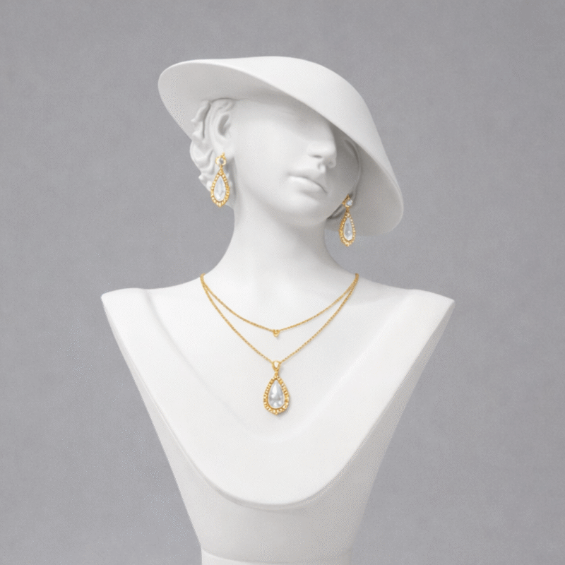 Mannequin Stand Matte White Necklace Pendant Chain Earring Holder Display Organizer for Home Shop Counter(White Color) - Image 2