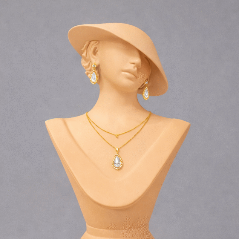 Mannequin Stand Matte Skin Necklace Pendant Chain Earring Holder Display Organizer for Home Shop Counter(Skin Color) - Image 3