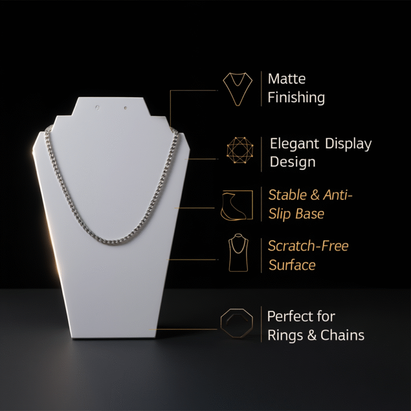 Premium White Necklace Jewellery Stand Angular Design | 3D Printed Display Bust Holder | Lightweight Durable Plastic Organizer | Space Saving Jewelry Display for Home, Shop & Exhibition(White Color) - Image 5