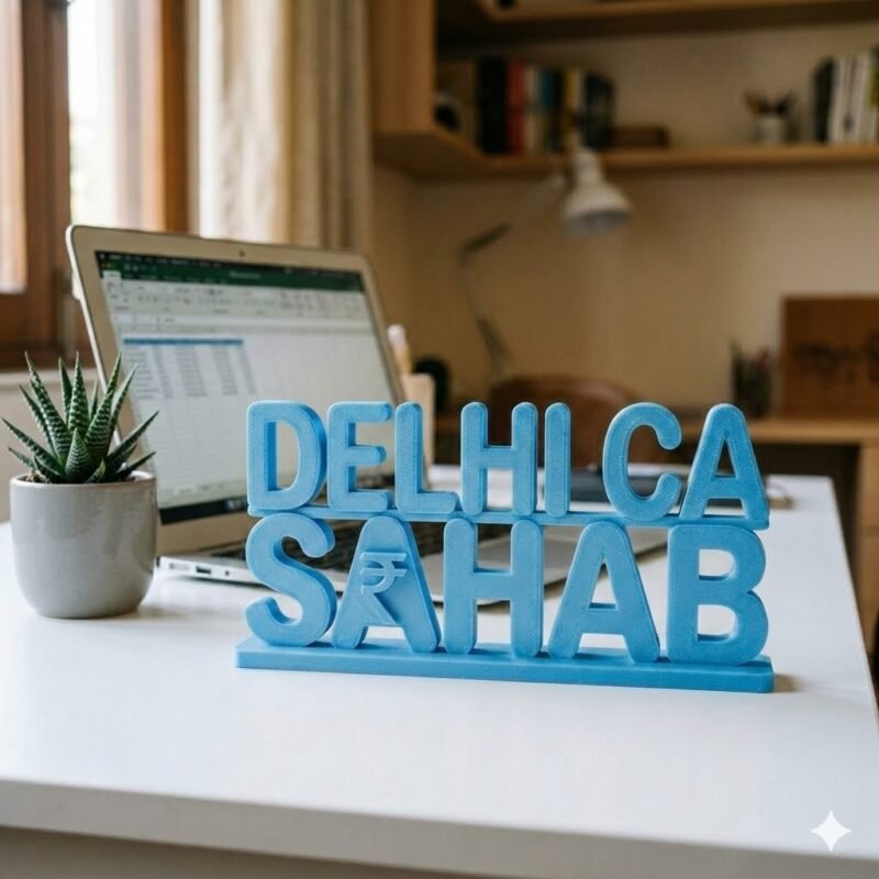 Delhi CA Sahab 3D Printed Name Plate for CA Office | Chartered Accountant Desk Sign Gift - Image 6