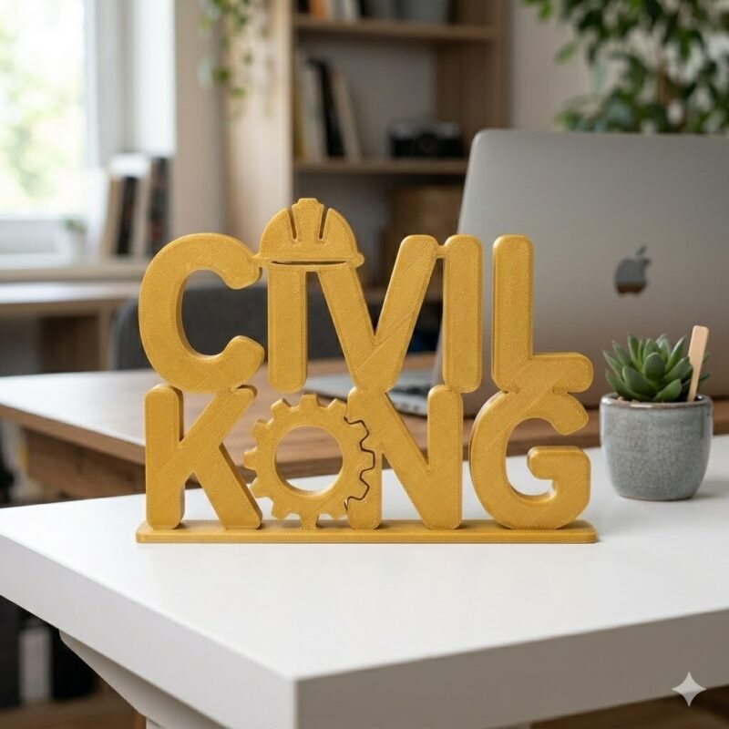 Civil King 3D Printed Desk Name Plate for Civil Engineers, Office Table Decor Gift - Image 5
