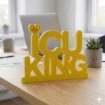ICU King 3D Printed Doctor Name Plate for Desk | Hospital & Clinic Decor Gift