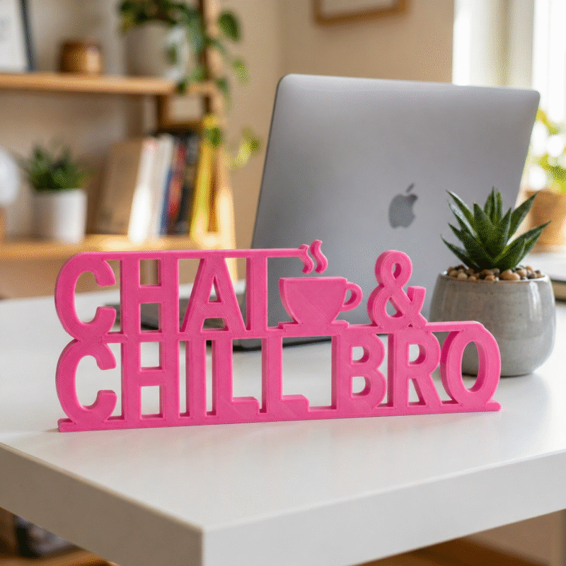 Chai & Chill Bro 3D Printed Desk Sign | Tea Lover Gift Decor - Image 3