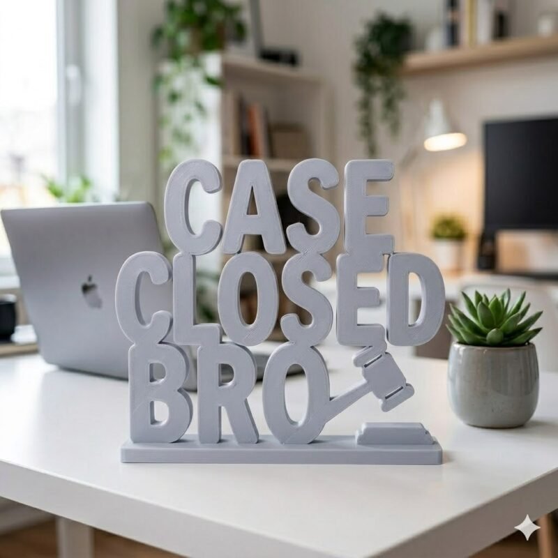 3D Printed Case Closed Bro Desk Gift | Funny Office Decor | Corporate Desk Item - Image 3