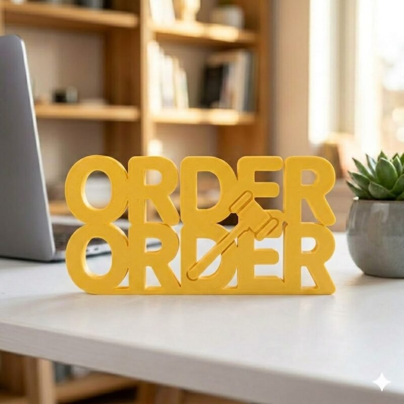 Order Order 3D Printed Desk Sign for Lawyer Office | Legal Decor Gift | Advocate Table Display - Image 8