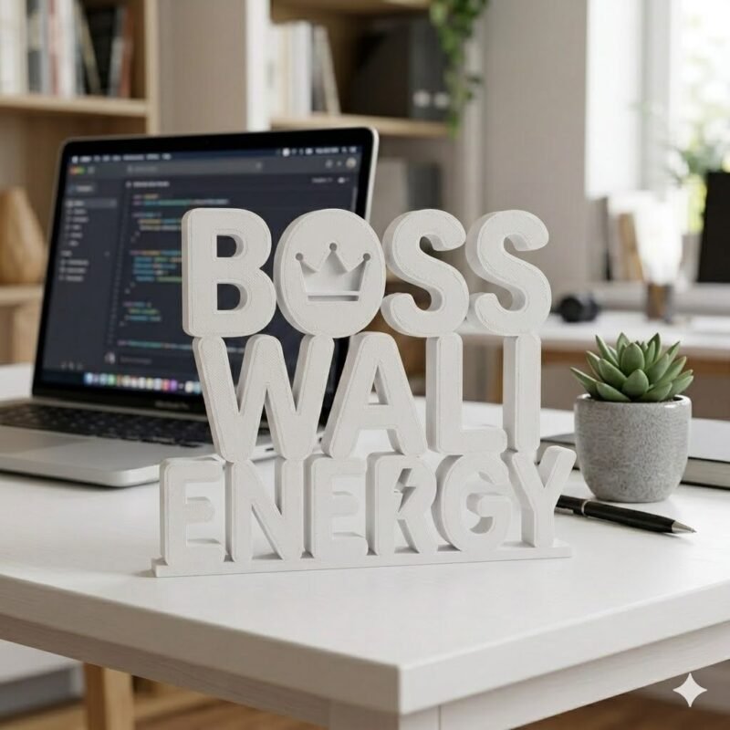 Boss Wali Energy 3D Printed Desk Sign | Office Motivational Decor Gift - Image 8