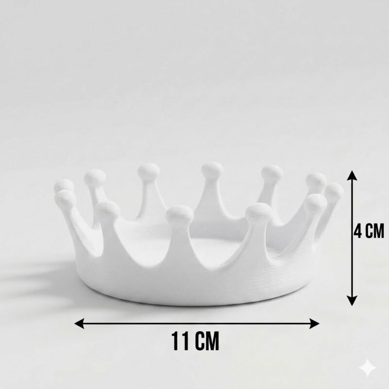 Premium Crown Ring Jewelry Tray | Matte 3D Printed Organizer for Rings, Earrings & Chains | Royal Design Space Saving Holder for Dressing Table, Home Decor & Gift (White Color) - Image 4