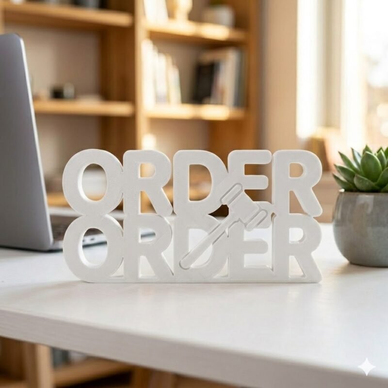 Order Order 3D Printed Desk Sign for Lawyer Office | Legal Decor Gift | Advocate Table Display - Image 7