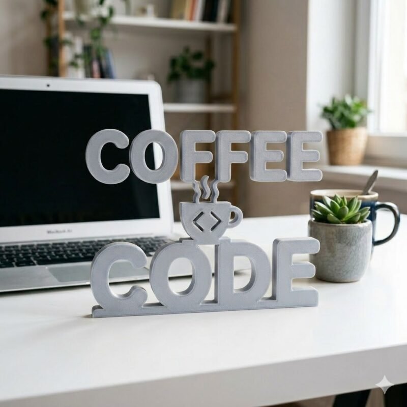 Coffee & Code Desk Sign 3D Printed for Developers Office Decor Gift - Image 7