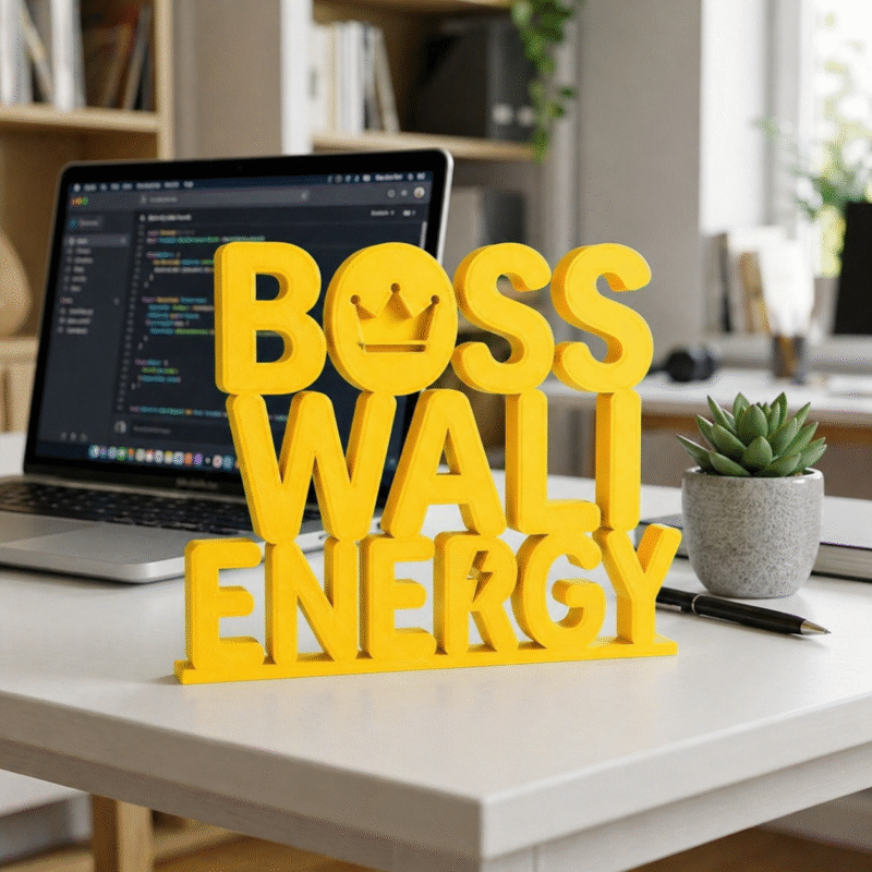 Boss Wali Energy 3D Printed Desk Sign | Office Motivational Decor Gift - Image 2