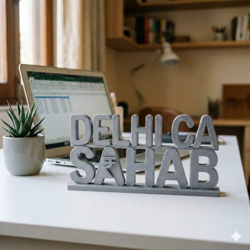 Delhi CA Sahab 3D Printed Name Plate for CA Office | Chartered Accountant Desk Sign Gift - Image 7
