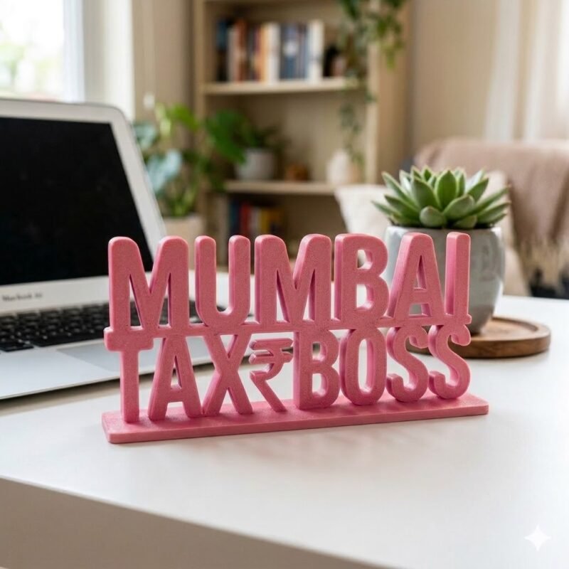 Mumbai Tax Boss 3D Printed Desk Name Plate for CA Office, Tax Consultant Gift, Professional Desk Decor India - Image 3