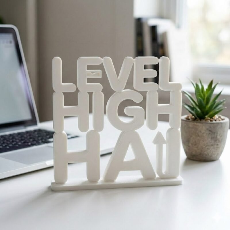 Level High Hai 3D Printed Desk Decor | Motivational Office Table Sign | Study & Workspace Gift - Image 8