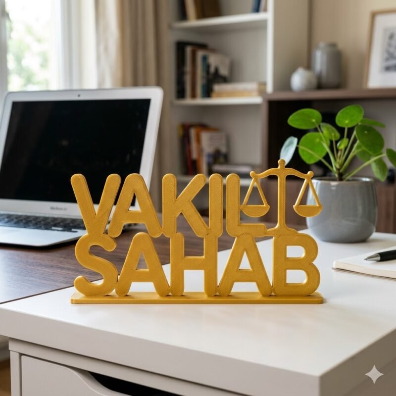Vakil Sahab 3D Printed Desk Sign for Lawyers | Advocate Office Name Plate | Legal Decor Gift - Image 9