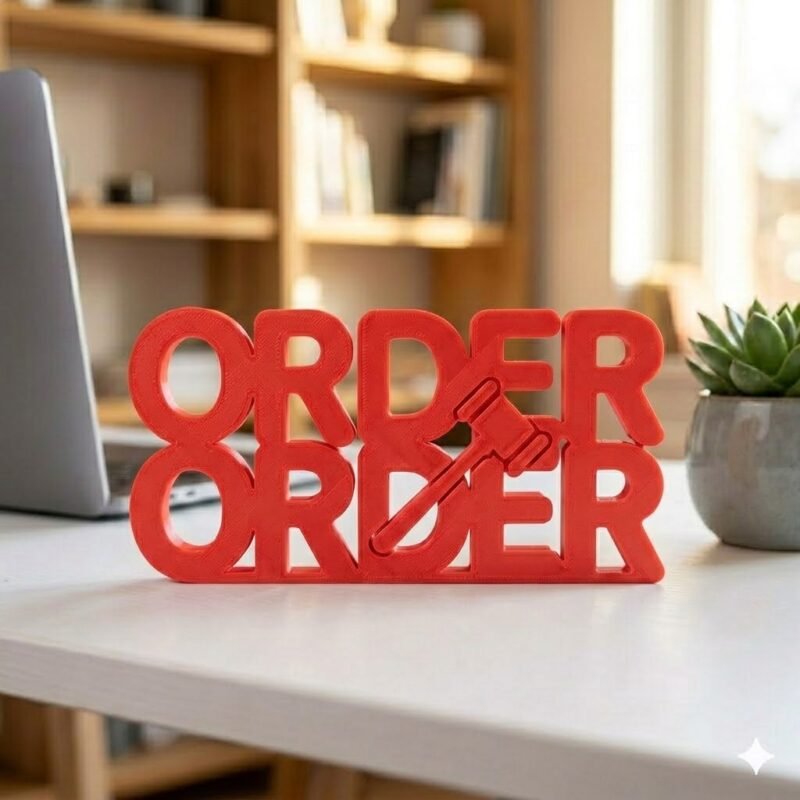 Order Order 3D Printed Desk Sign for Lawyer Office | Legal Decor Gift | Advocate Table Display - Image 5
