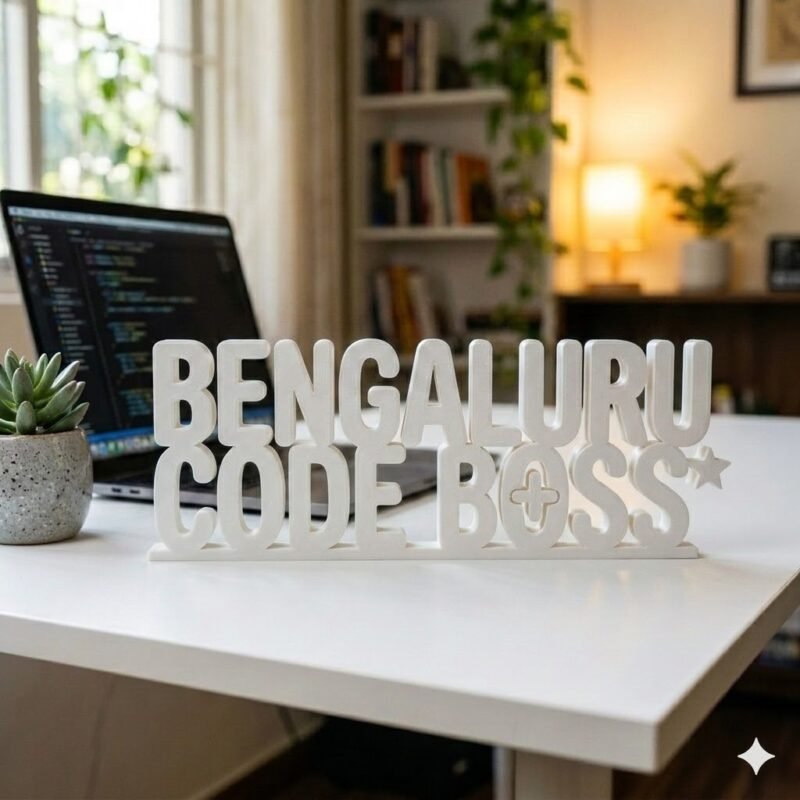 Bengaluru Code Boss 3D Printed Desk Sign for Office, Developer Desk Decor Gift - Image 5