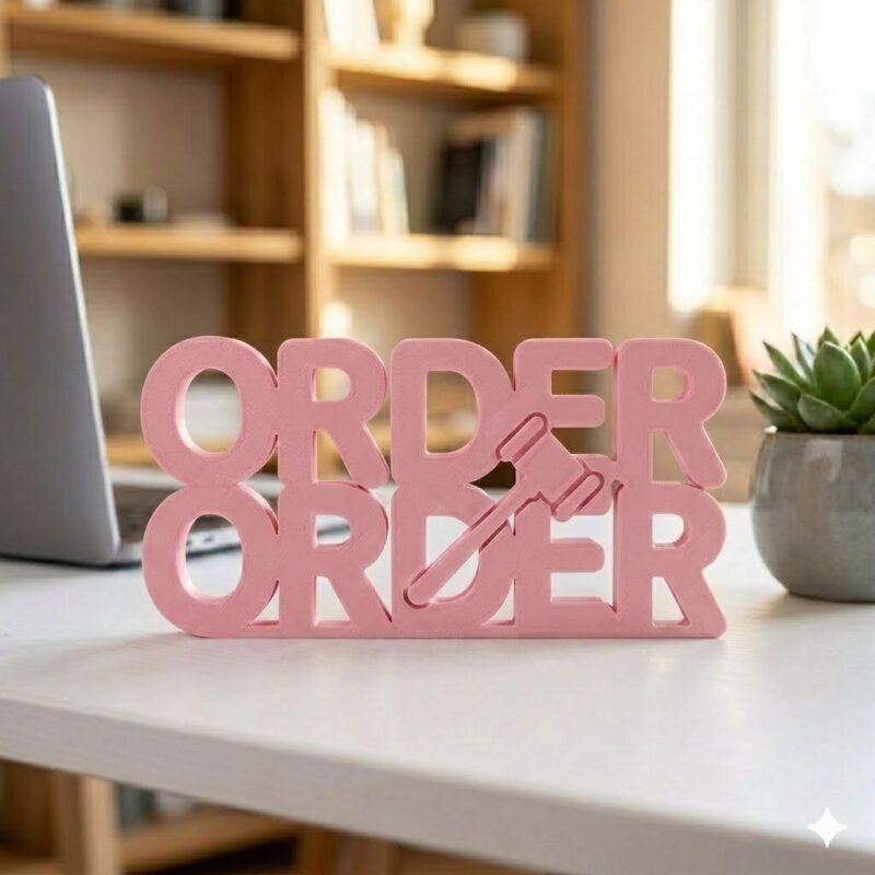Order Order 3D Printed Desk Sign for Lawyer Office | Legal Decor Gift | Advocate Table Display - Image 4