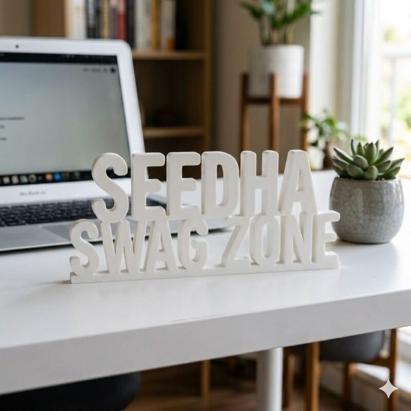 Seedha Swag Zone 3D Printed Desk Sign | Office Decor & Corporate Gift - Image 8