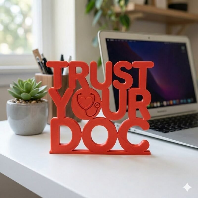 Trust Your Doc 3D Printed Doctor Name Plate | Clinic Desk Sign & Medical Gift - Image 7