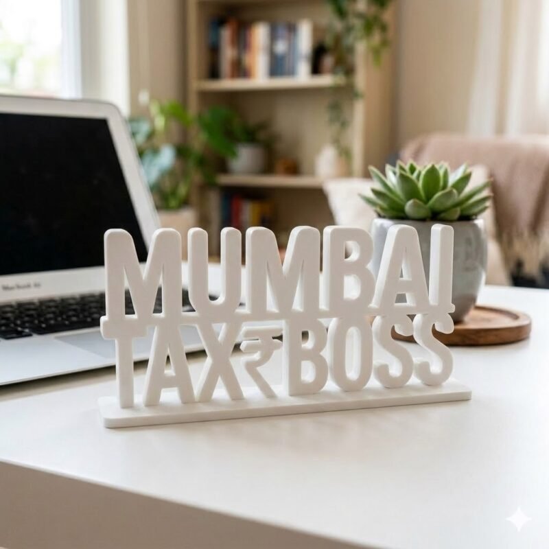 Mumbai Tax Boss 3D Printed Desk Name Plate for CA Office, Tax Consultant Gift, Professional Desk Decor India - Image 7