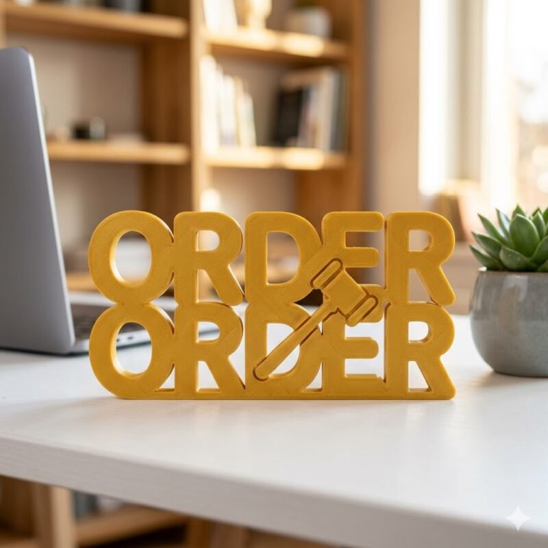 Order Order 3D Printed Desk Sign for Lawyer Office | Legal Decor Gift | Advocate Table Display - Image 9