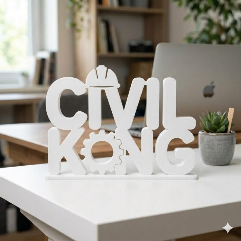 Civil King 3D Printed Desk Name Plate for Civil Engineers, Office Table Decor Gift - Image 4