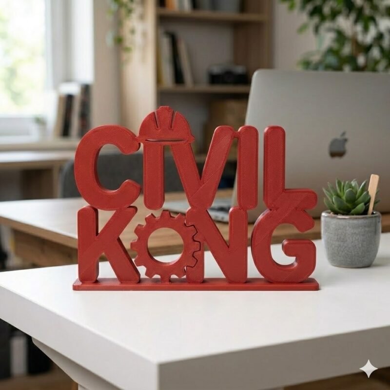 Civil King 3D Printed Desk Name Plate for Civil Engineers, Office Table Decor Gift - Image 2