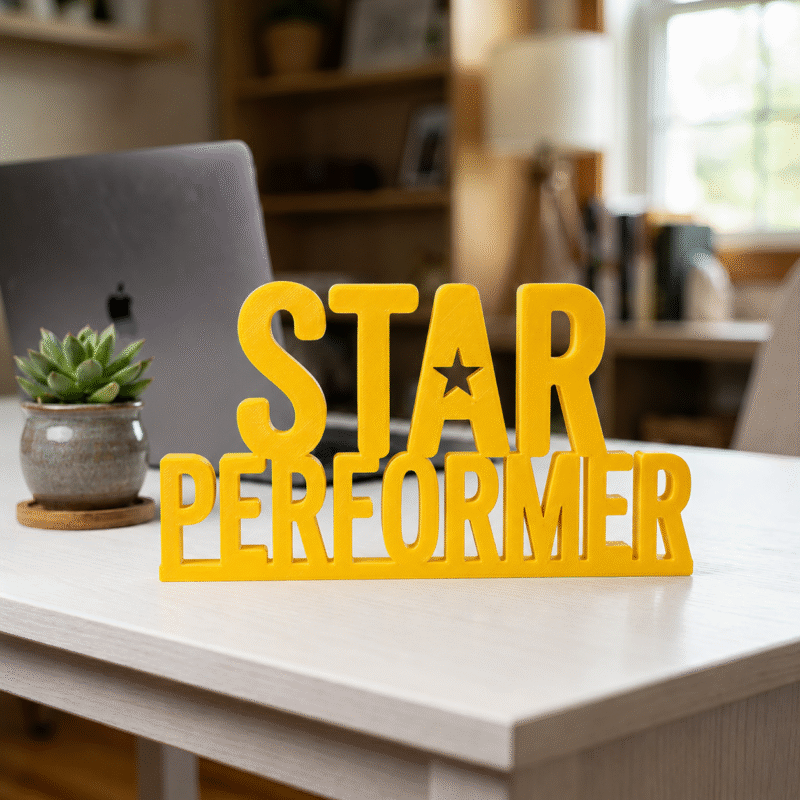 Star Performer 3D Printed Desk Sign for Employee Recognition & Office Decor - Image 2