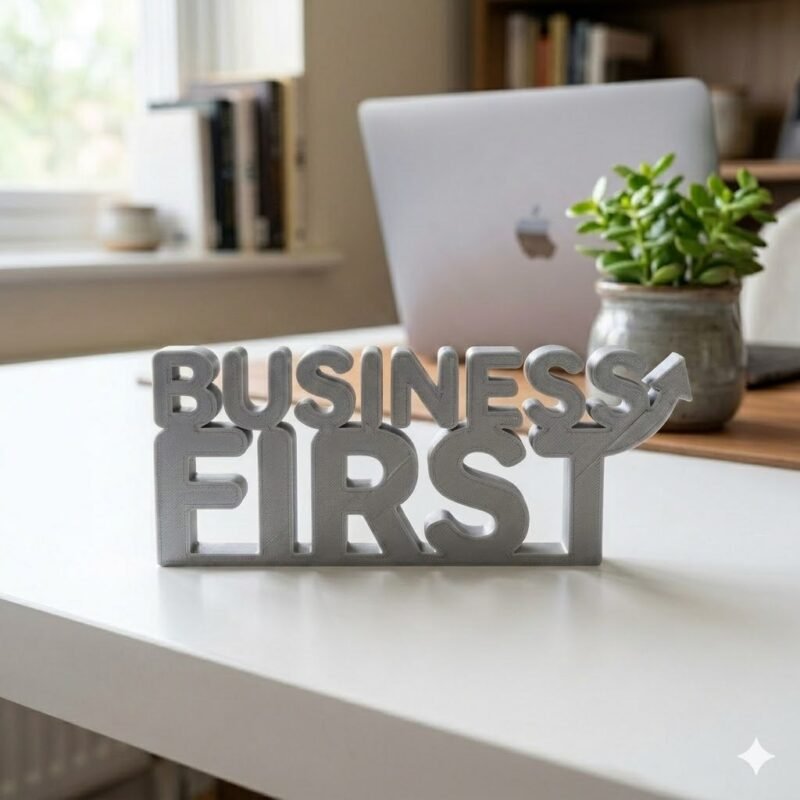 Business First 3D Printed Desk Sign for Office & Corporate Workspace - Image 4