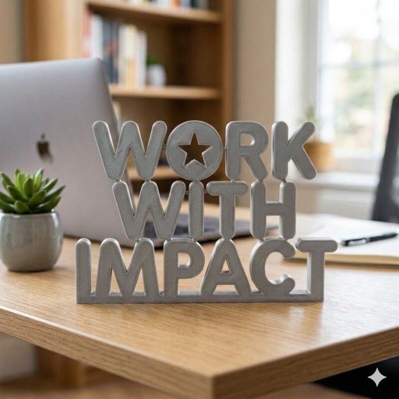 Work With Impact 3D Printed Office Desk Sign | Employee Appreciation & Corporate Gift - Image 4