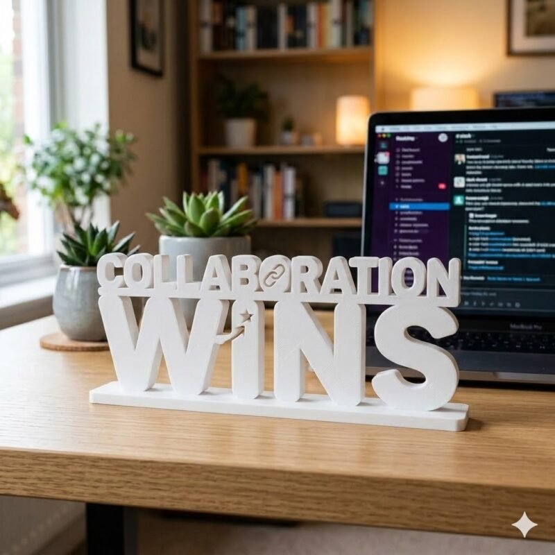 Collaboration Wins 3D Printed Desk Sign for Office & Corporate Workspace Decor - Image 6