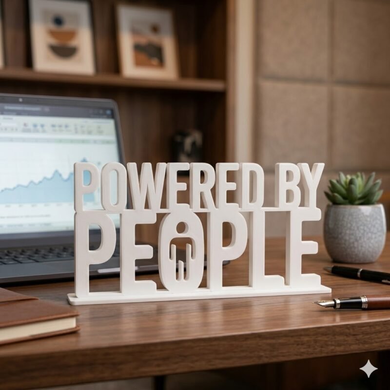 Powered By People 3D Printed Employee Joining Gift & Corporate Promotional Desk Sign - Image 2