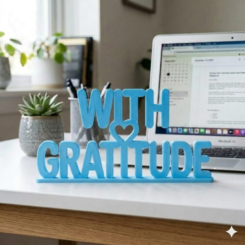 With Gratitude 3D Printed Desk Sign for Office & Business Workspace Decor - Image 7