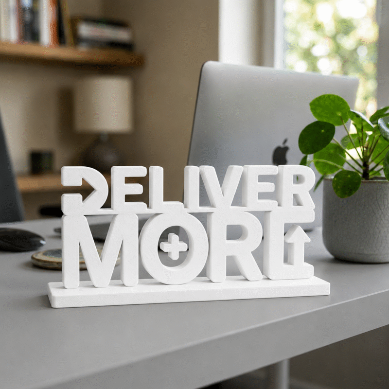 Deliver More 3D Printed Desk Sign for Office & Workspace Decor - Image 2