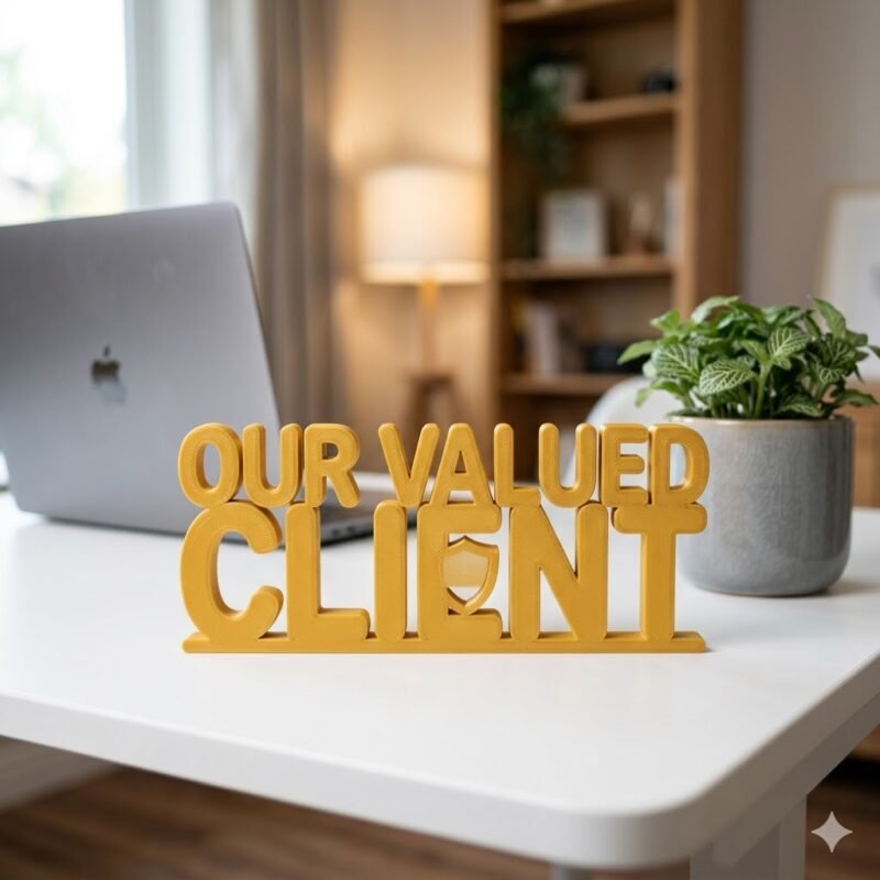 Our Valued Client 3D Printed Desk Sign for Office Reception & Business Decor - Image 9
