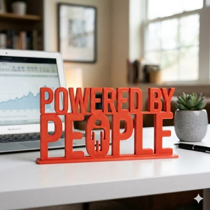 Powered By People 3D Printed Employee Joining Gift & Corporate Promotional Desk Sign - Image 3